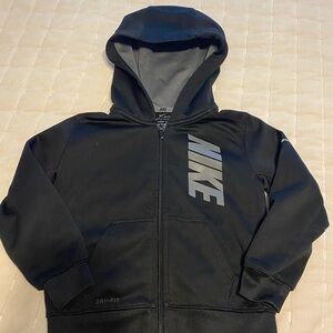 Nike Black Kids Zip-Up Hoodie with Gray NIKE Script